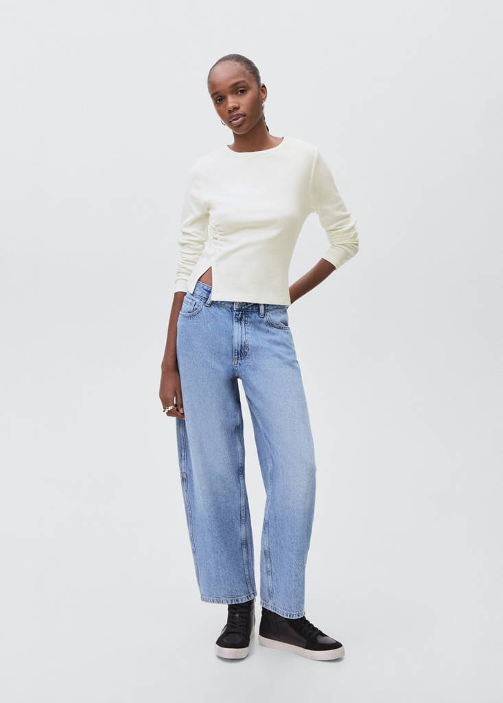 Gathered cotton t-shirt — Off White