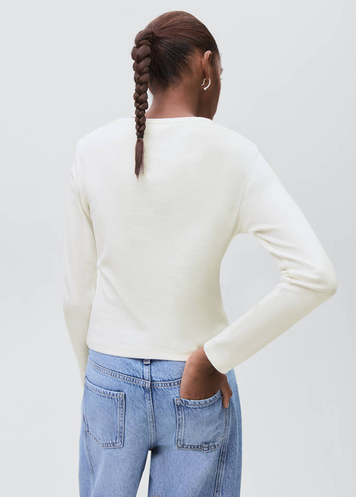Gathered cotton t-shirt — Off White