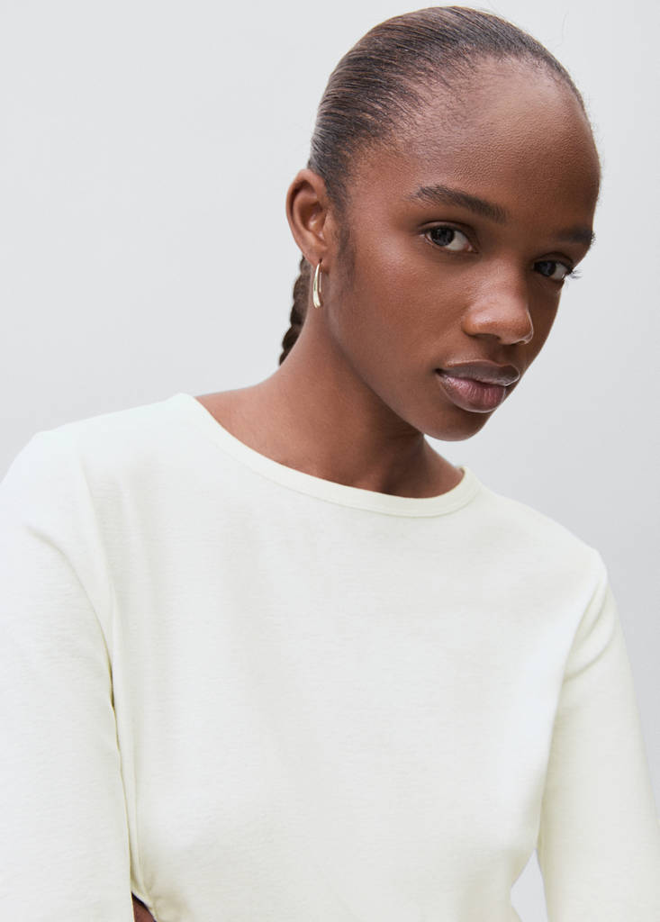 Gathered cotton t-shirt — Off White