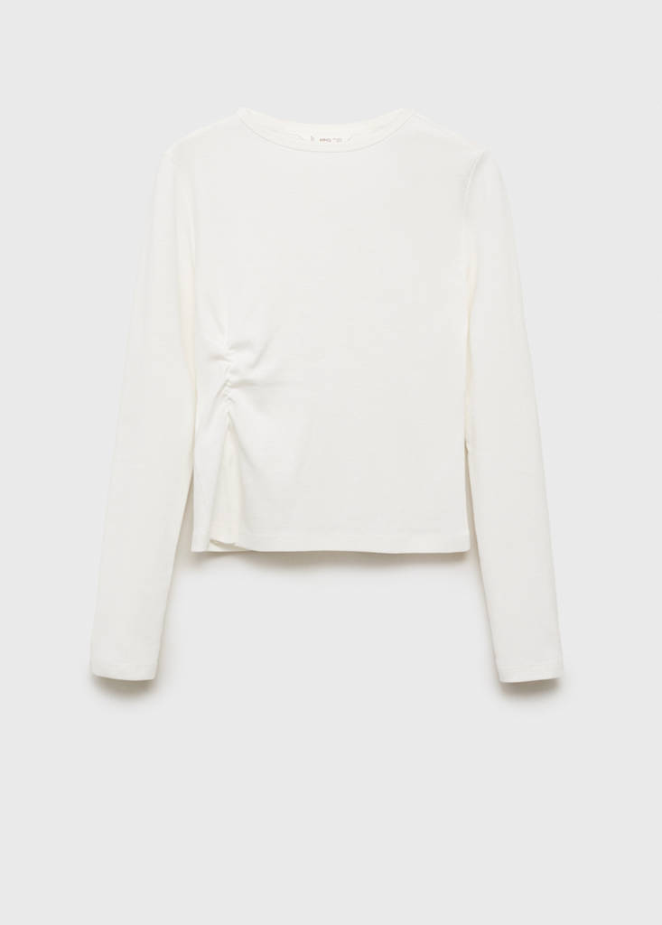 Gathered cotton t-shirt — Off White