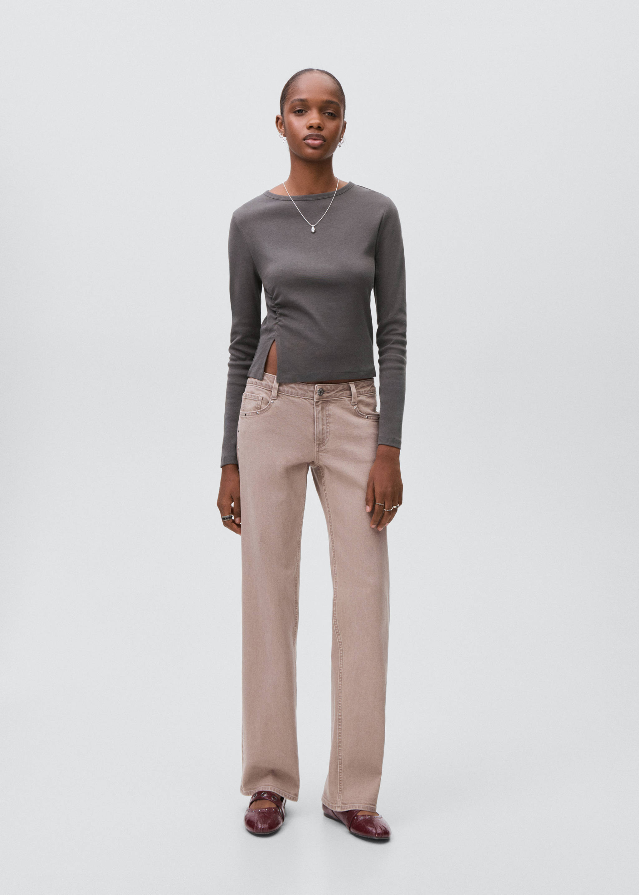 Gathered cotton t-shirt - General plane