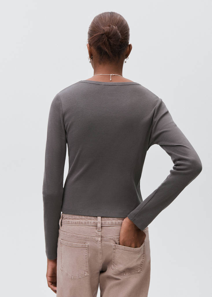 Gathered cotton t-shirt — Charcoal