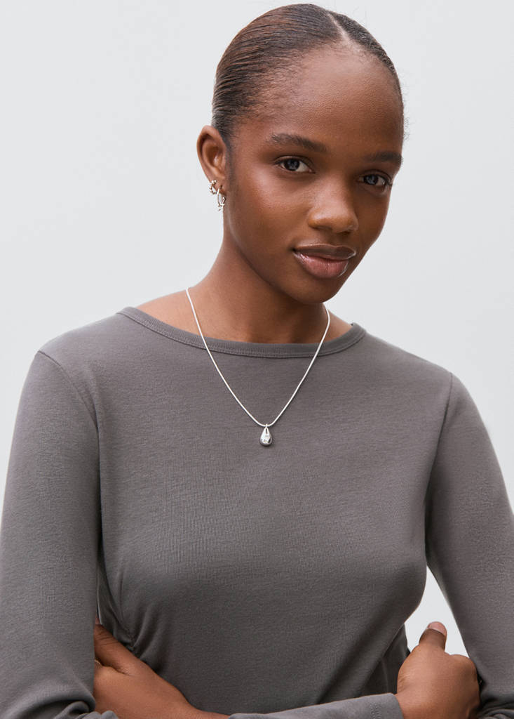 Gathered cotton t-shirt — Charcoal