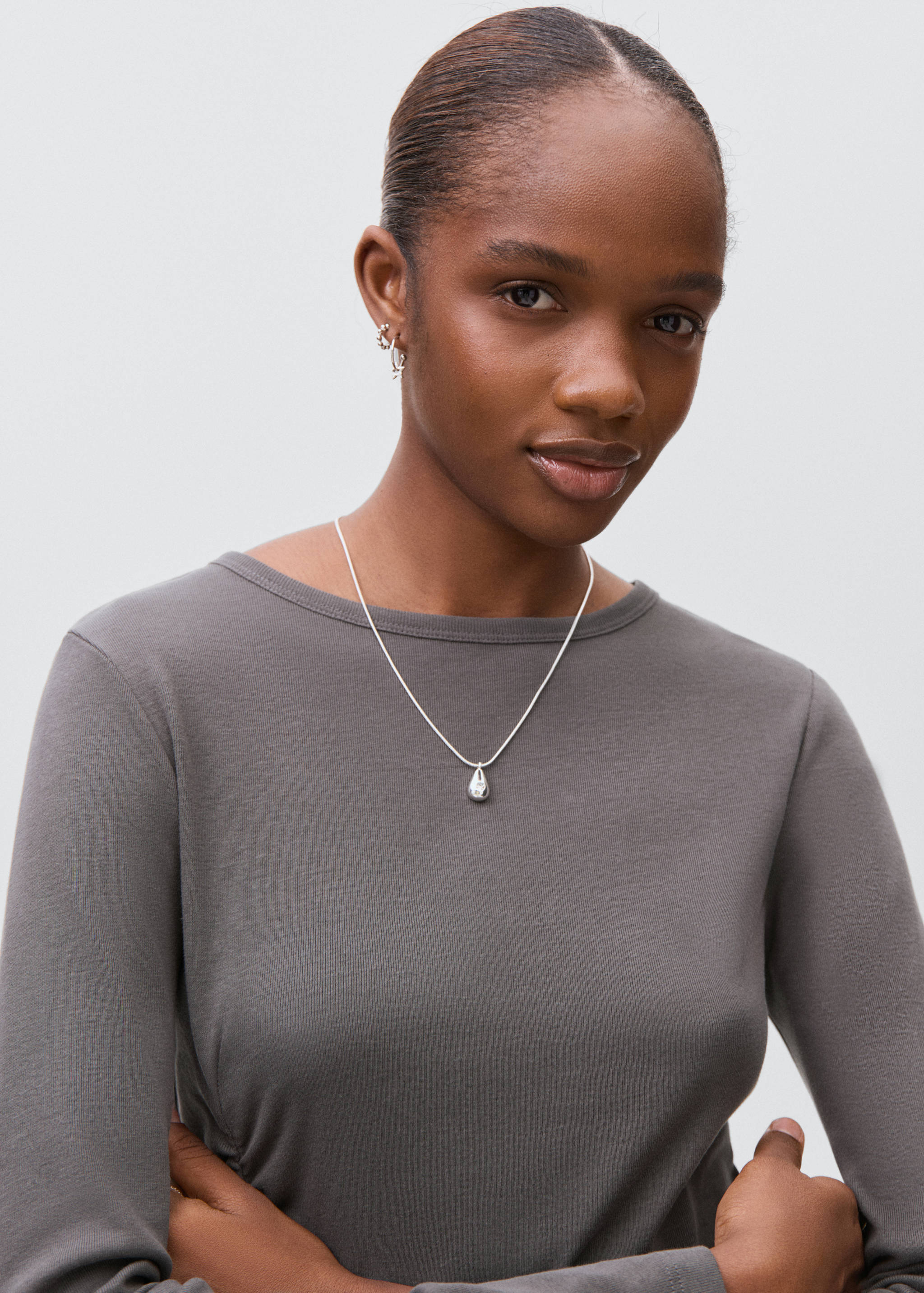 Gathered cotton t-shirt - Details of the article 1