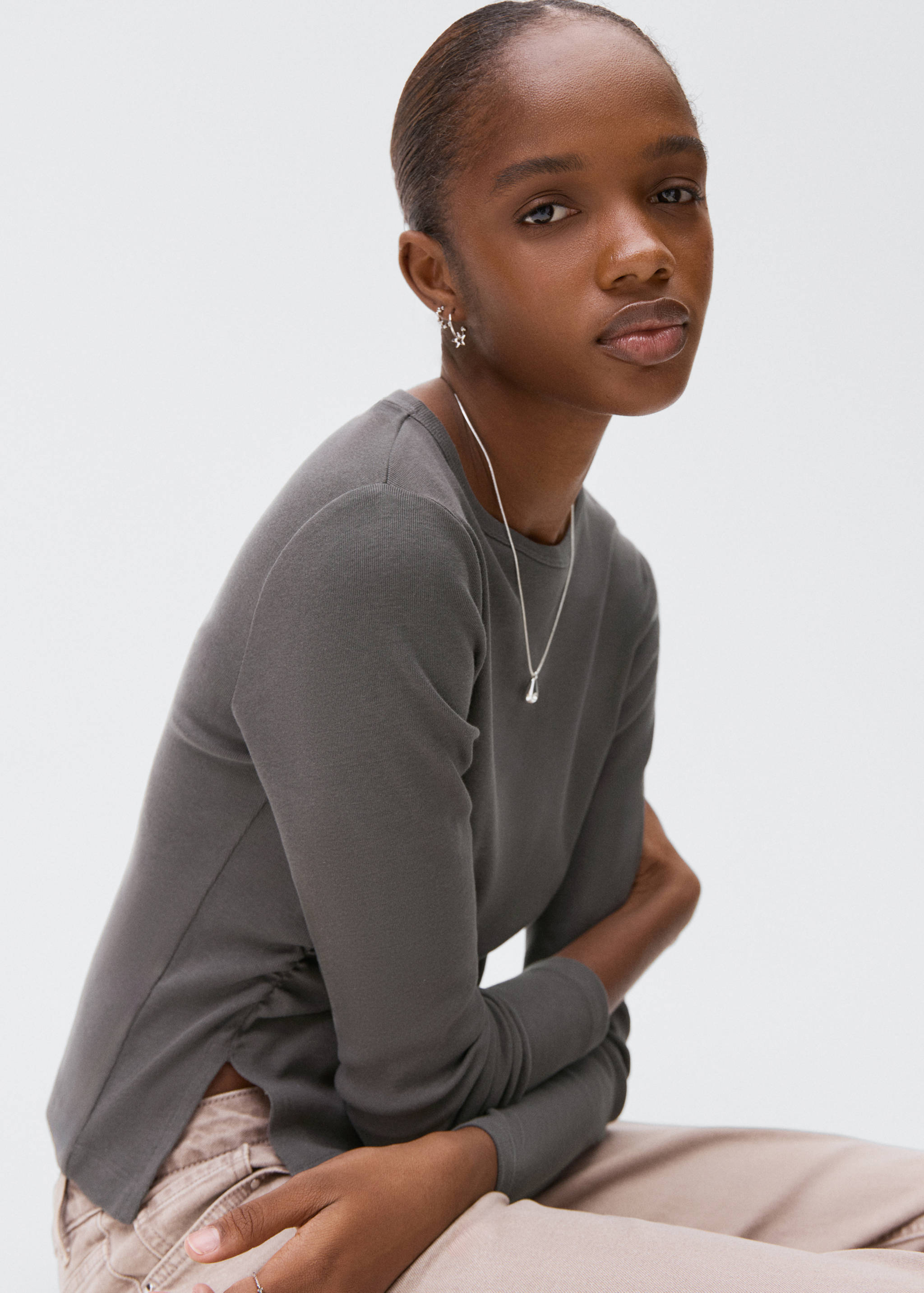 Gathered cotton t-shirt - Details of the article 2