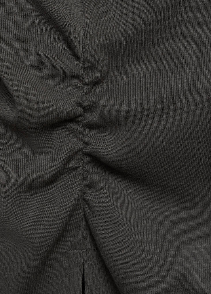 Gathered cotton t-shirt — Charcoal