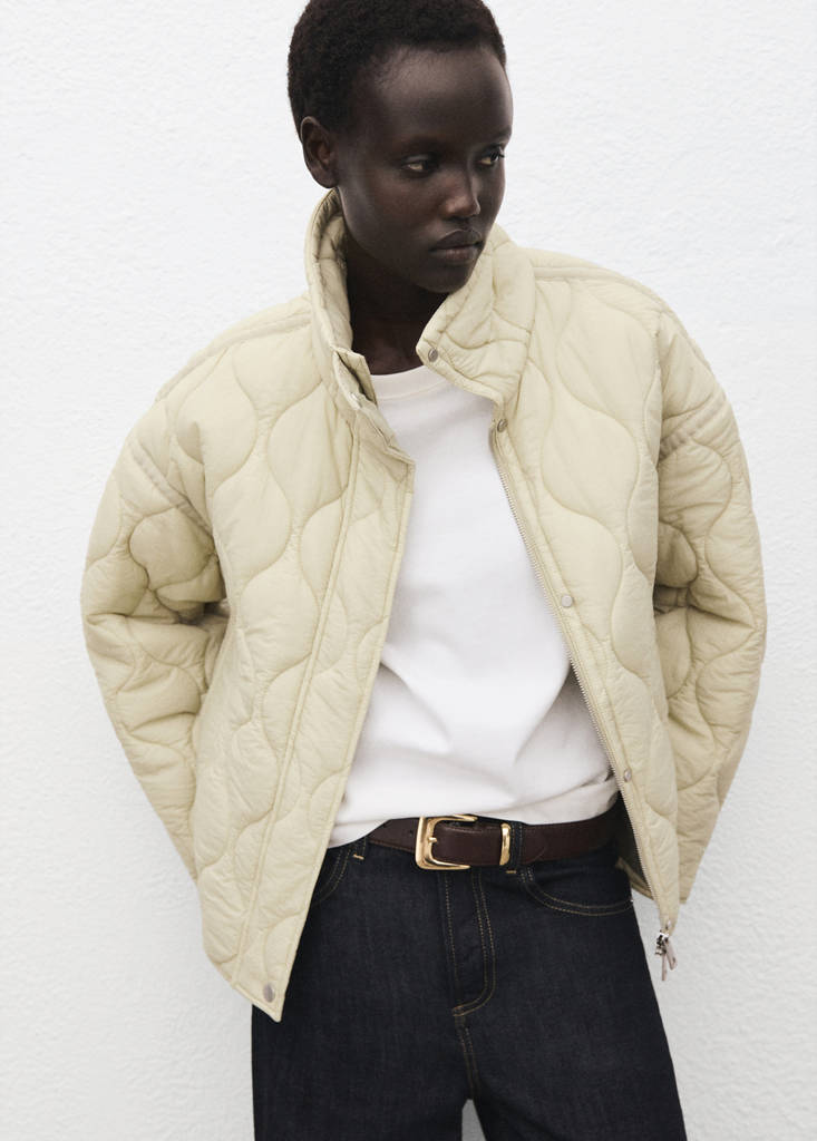 Oversized quilted anorak — Ivory White