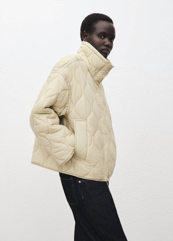 Oversized quilted anorak — Ivory White