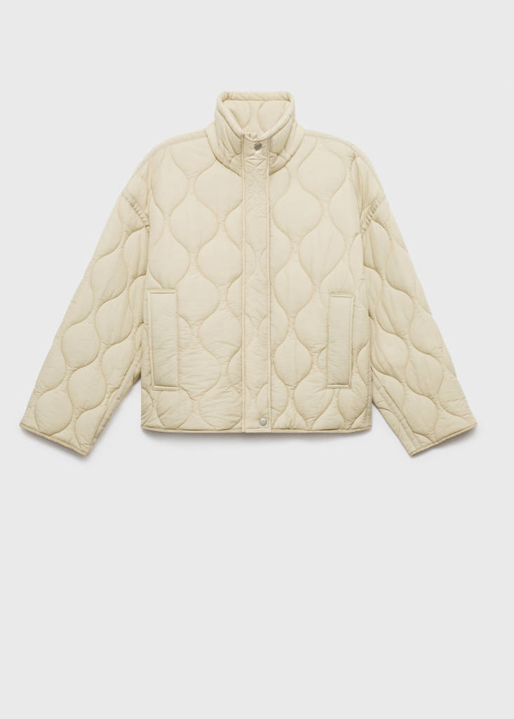 Oversized quilted anorak — Ivory White