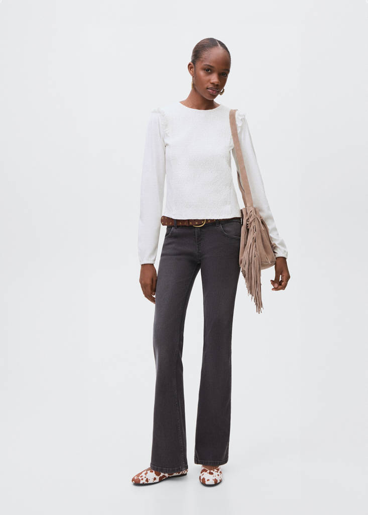 Ruffles ruched T-shirt — Off White