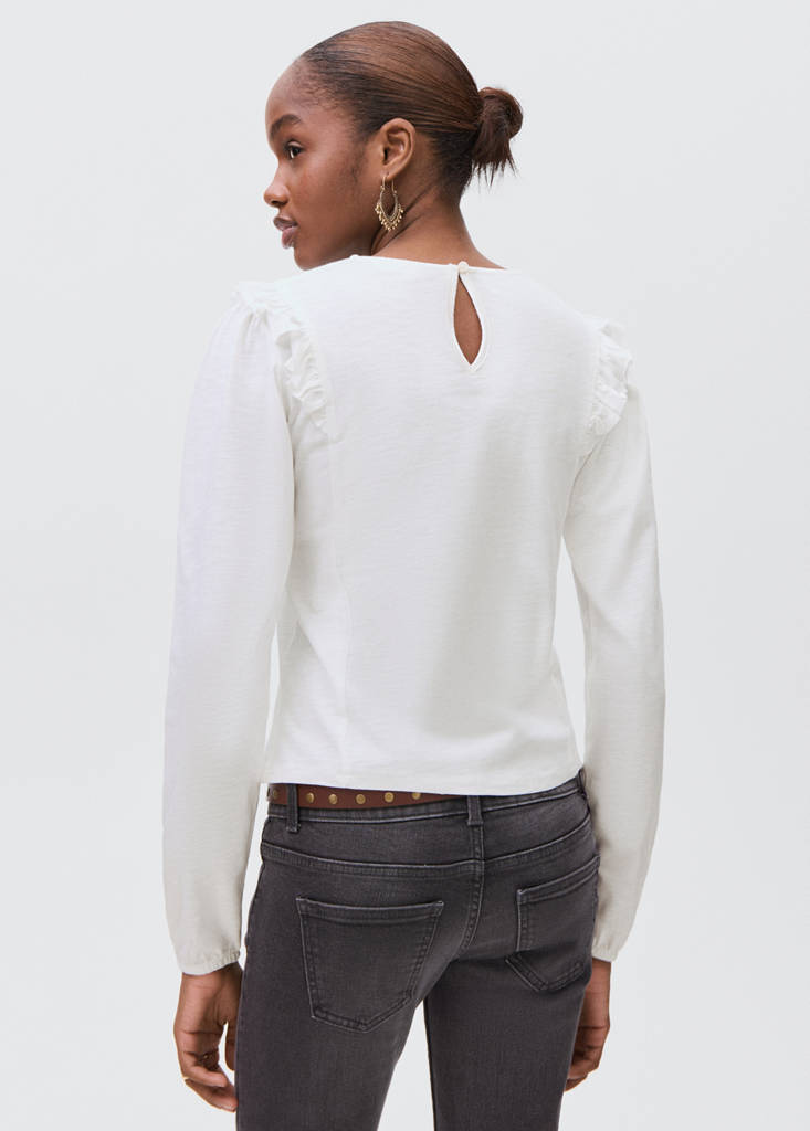 Ruffles ruched T-shirt — Off White
