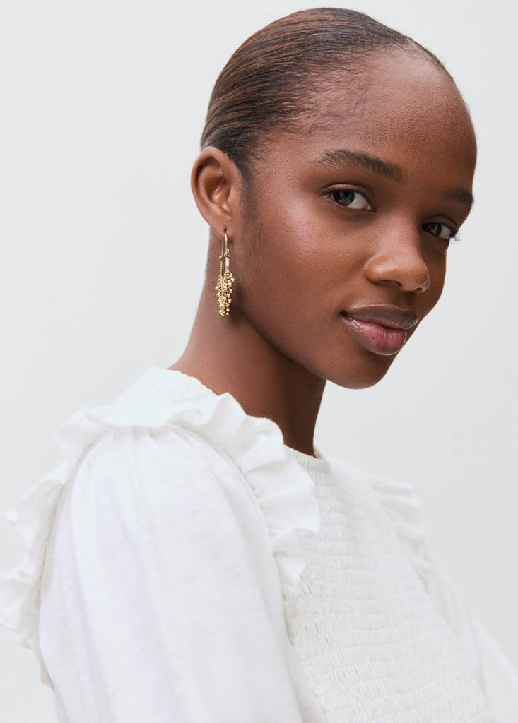 Ruffles ruched T-shirt — Off White