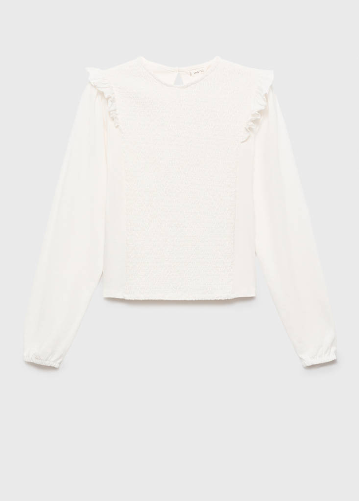 Ruffles ruched T-shirt — Off White