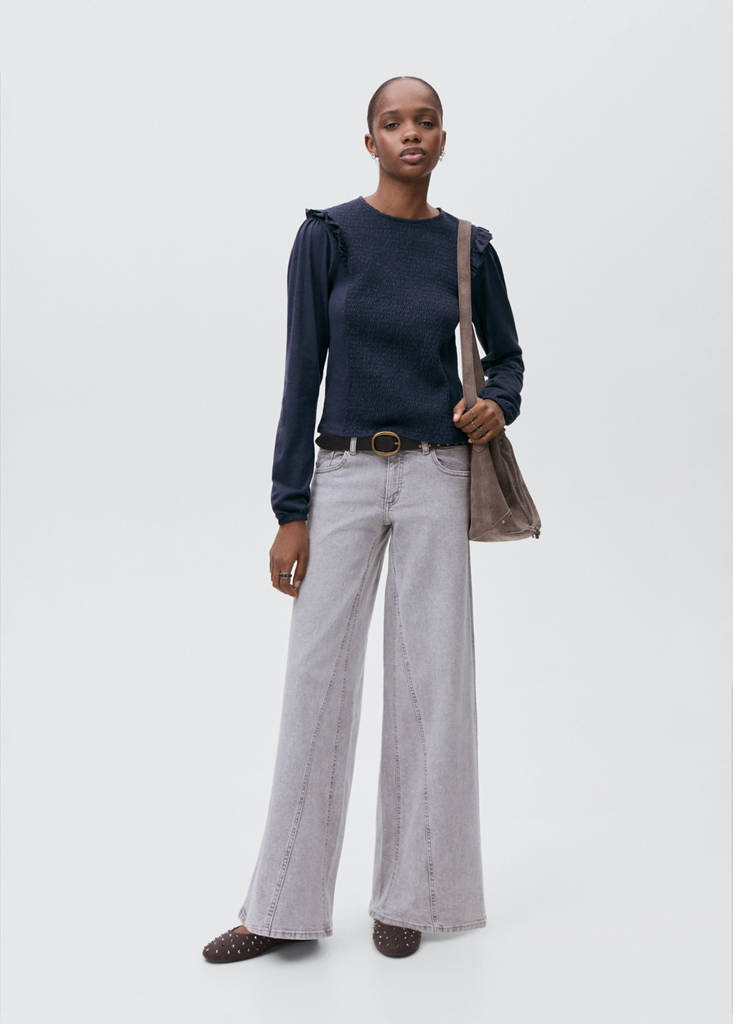 Ruffles ruched T-shirt — Navy