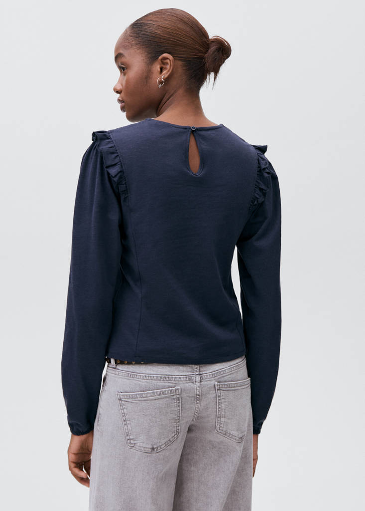 Ruffles ruched T-shirt — Navy