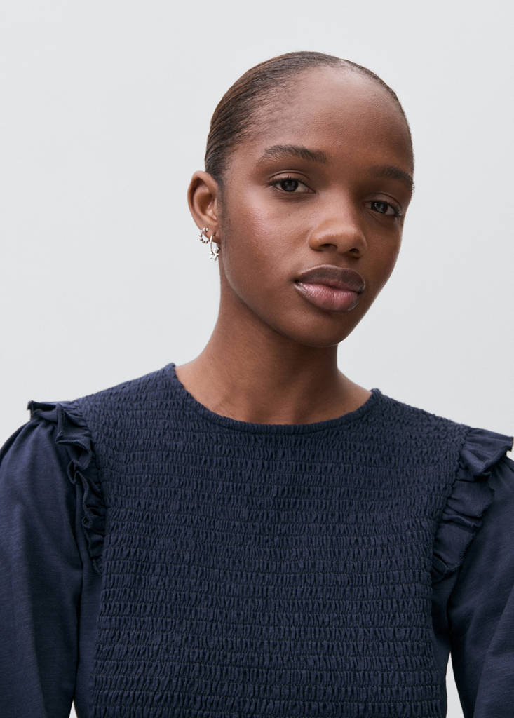 Ruffles ruched T-shirt — Navy