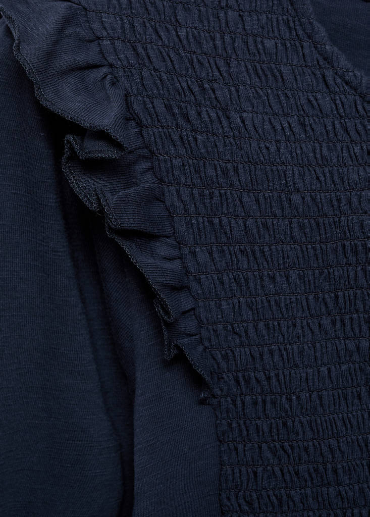 Ruffles ruched T-shirt — Navy