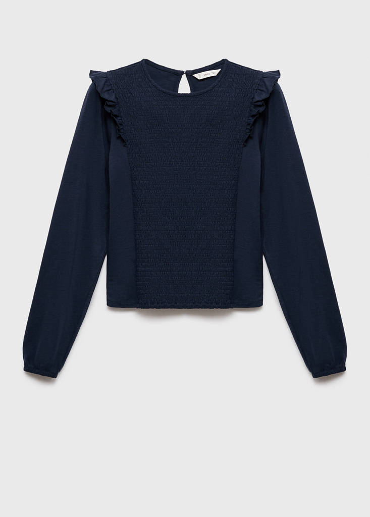 Ruffles ruched T-shirt — Navy