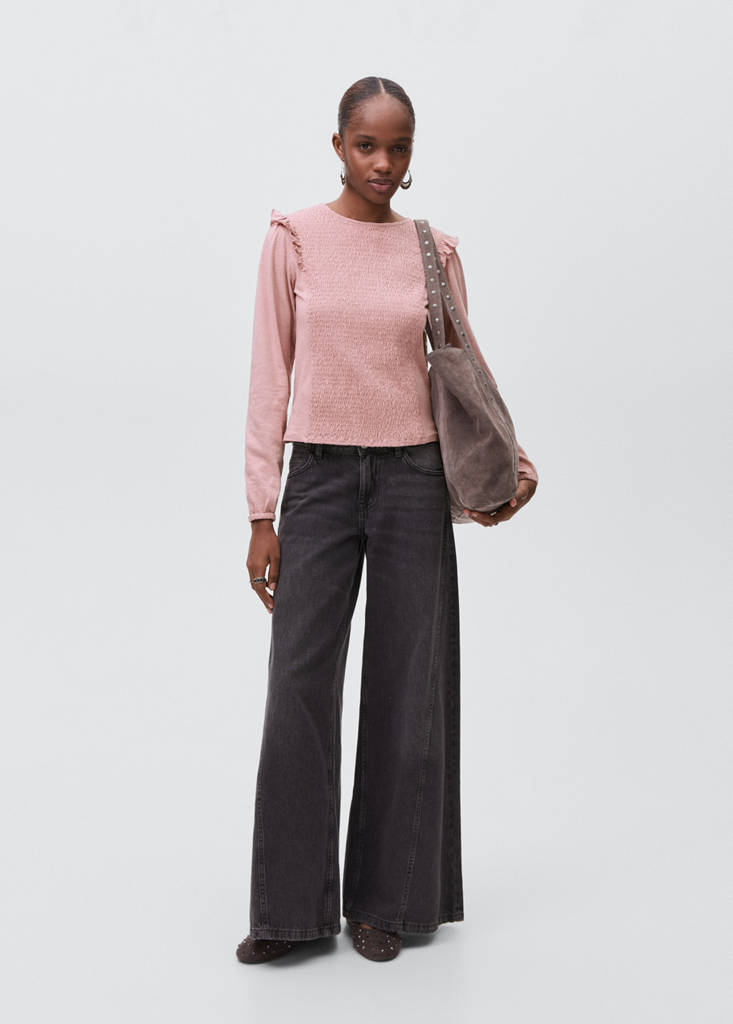 Ruffles ruched T-shirt — Pale Pink