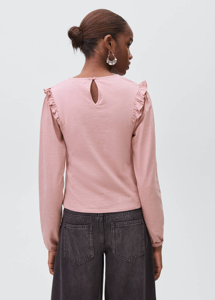 Ruffles ruched T-shirt — Pale Pink