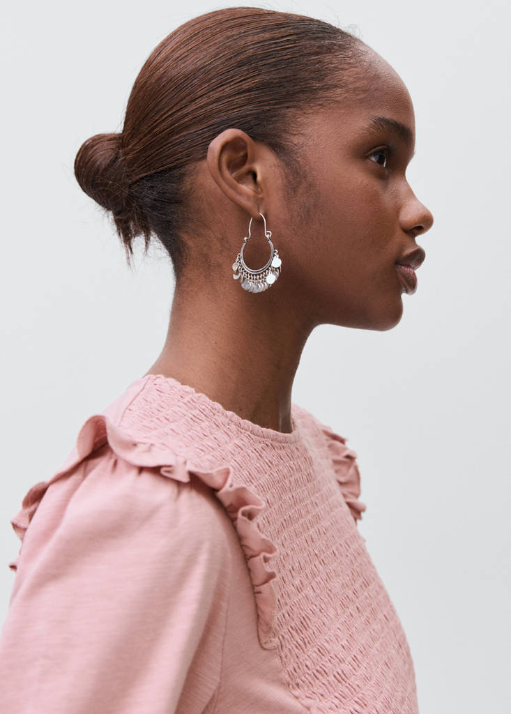 Ruffles ruched T-shirt — Pale Pink
