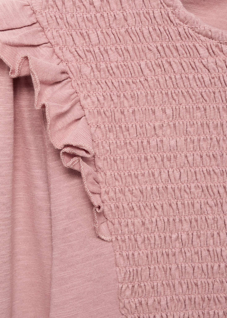 Ruffles ruched T-shirt — Pale Pink