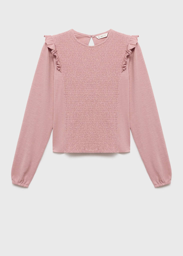 Ruffles ruched T-shirt — Pale Pink