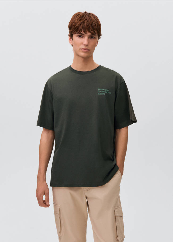 Printed cotton-blend T-shirt — Green