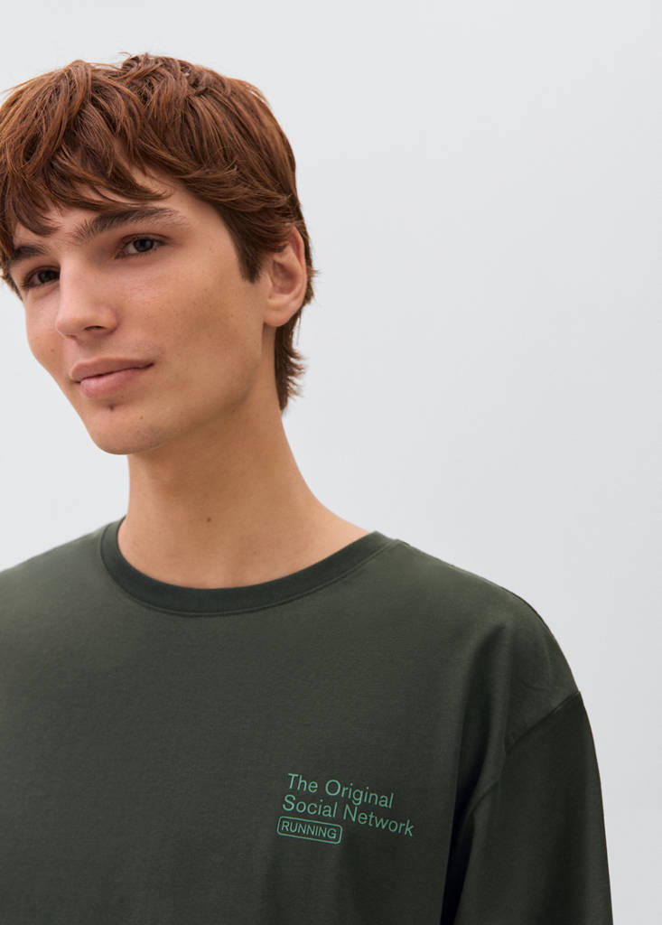 Printed cotton-blend T-shirt — Green