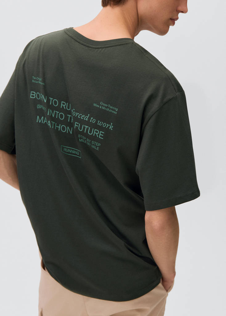Printed cotton-blend T-shirt — Green