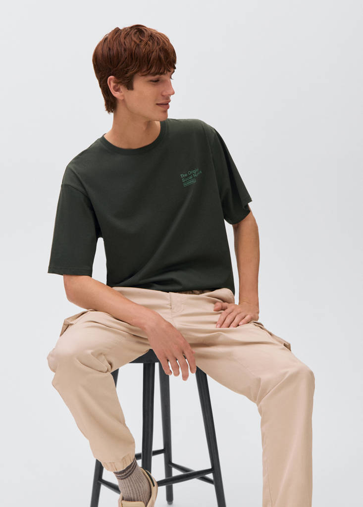 Printed cotton-blend T-shirt — Green