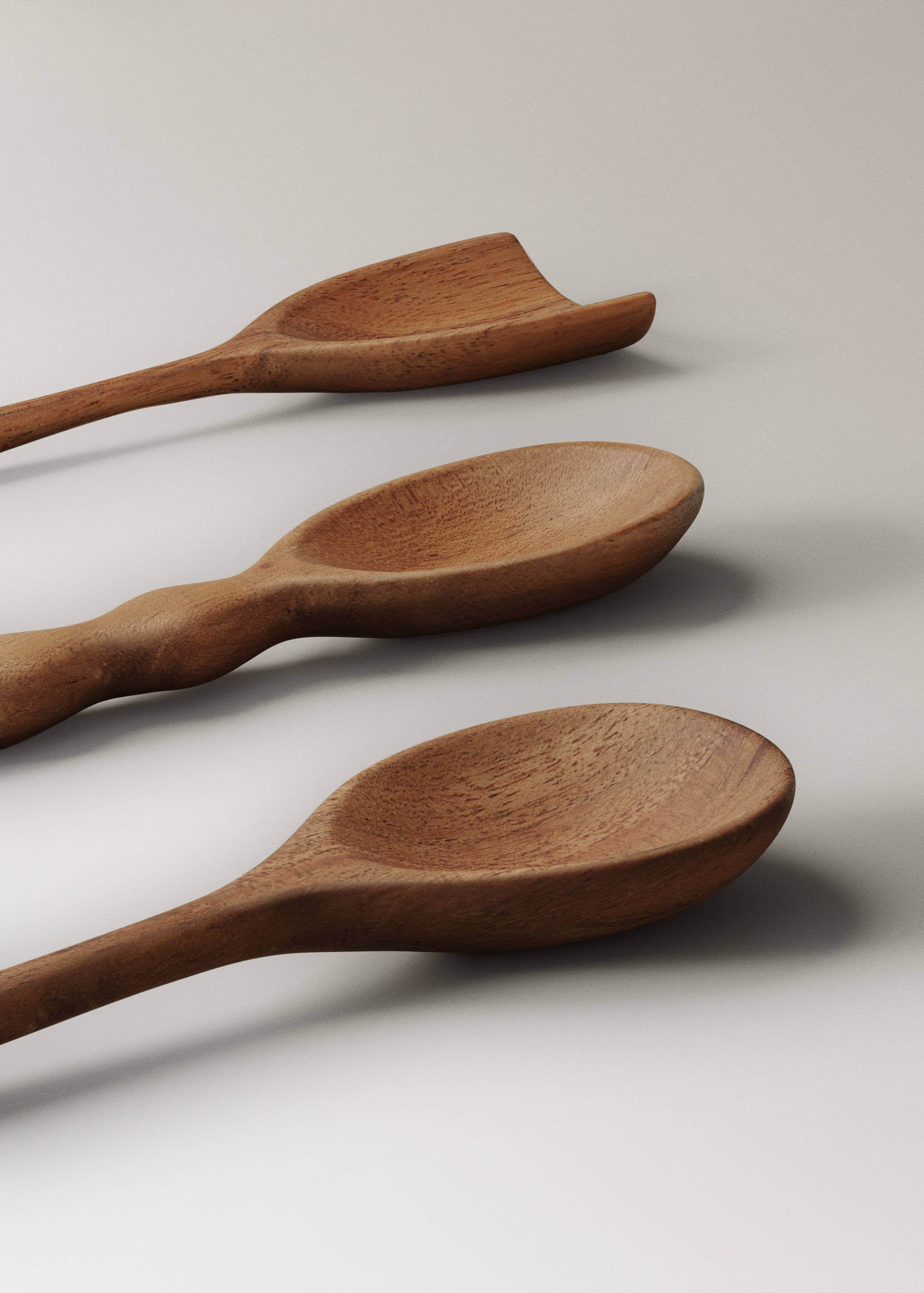 Набір з 3 дерев'яних ложок для сервірування в архаїчному стилі - Детальніше про товар 1