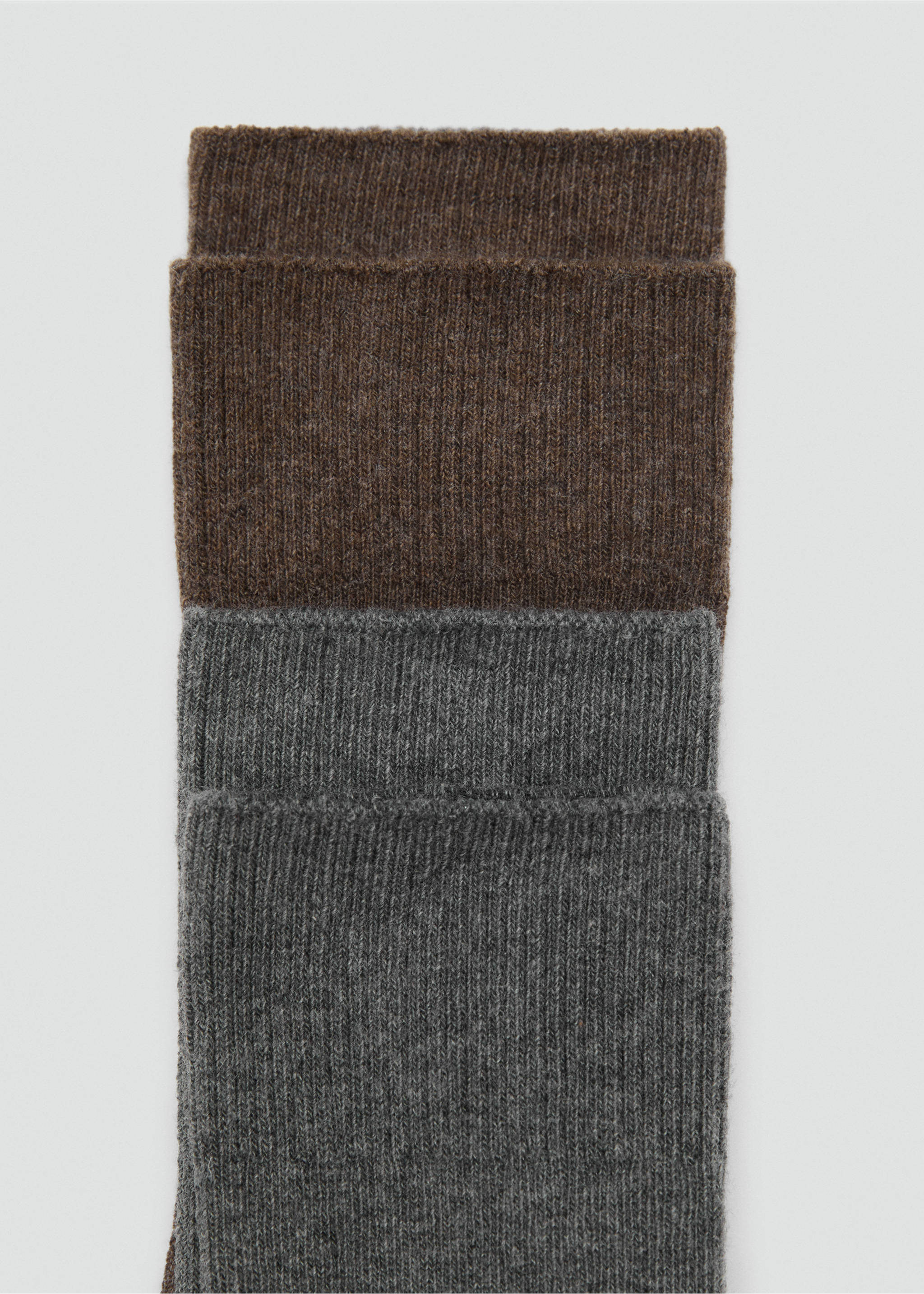Pack of 2 ribbed cotton socks - Medium plane, Chocolate. Ref: 17085810-00.