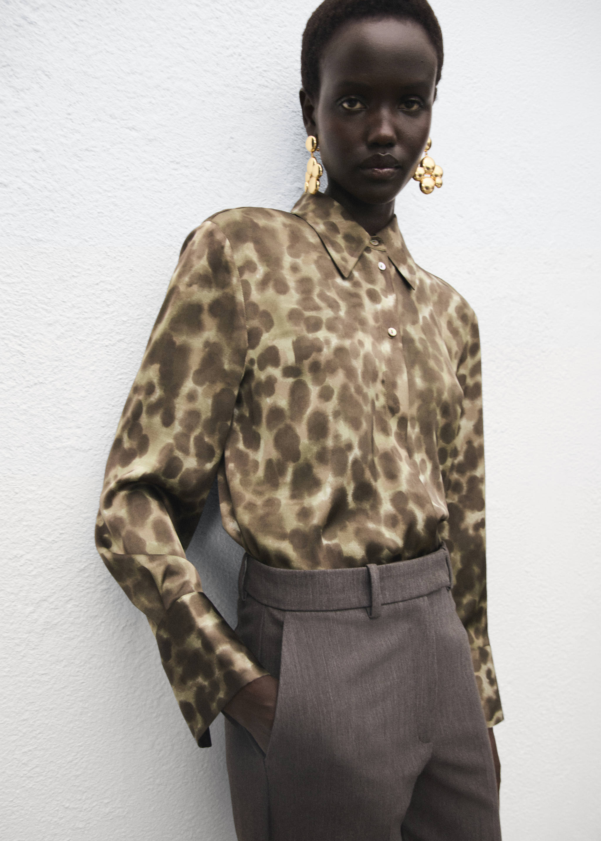 Satin print shirt - Medium plane