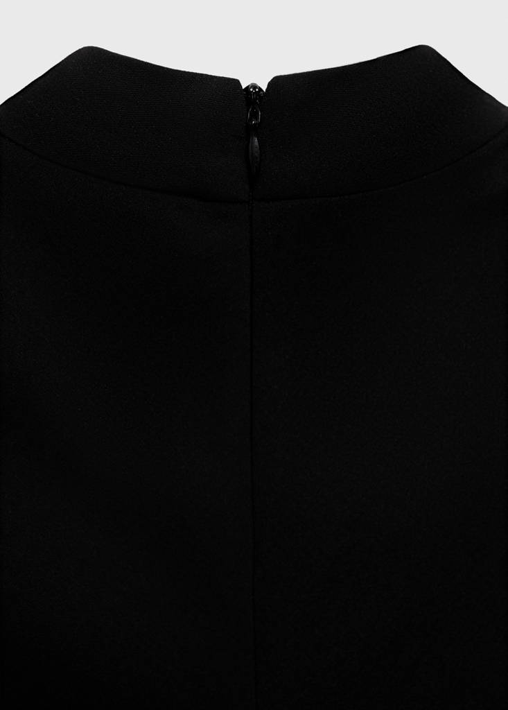 High-neck dress with ruffle — Black