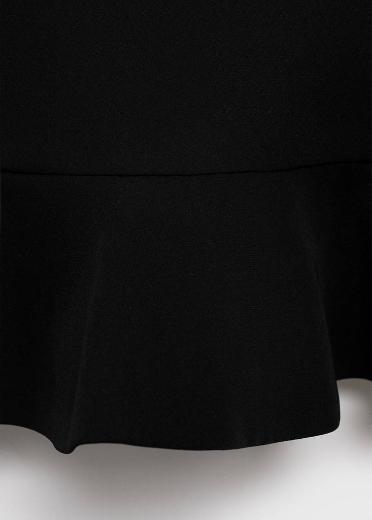 High-neck dress with ruffle — Black