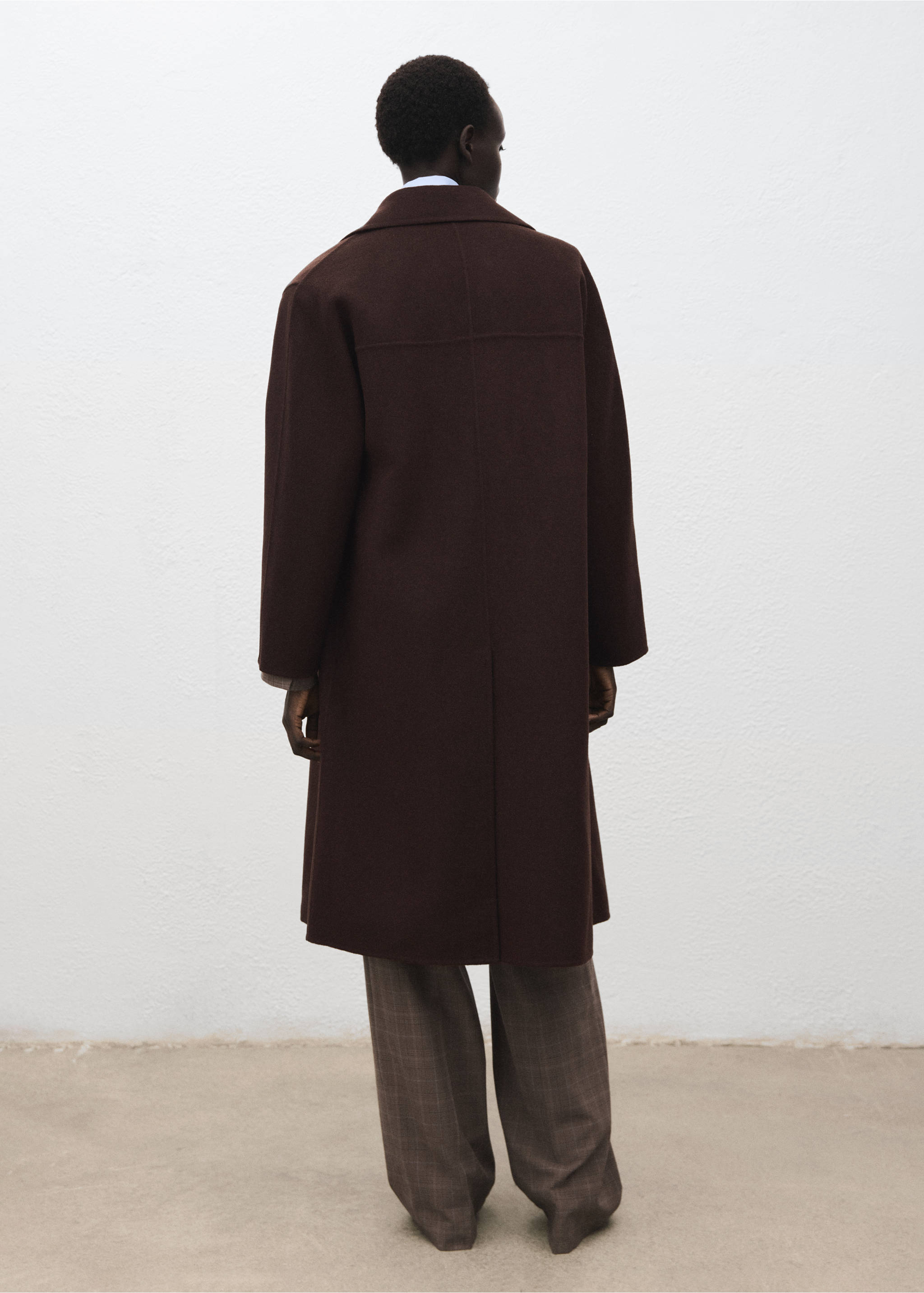 Handmade oversized wool coat - Reverse of the article, Chocolate. Ref: 17085818-00.