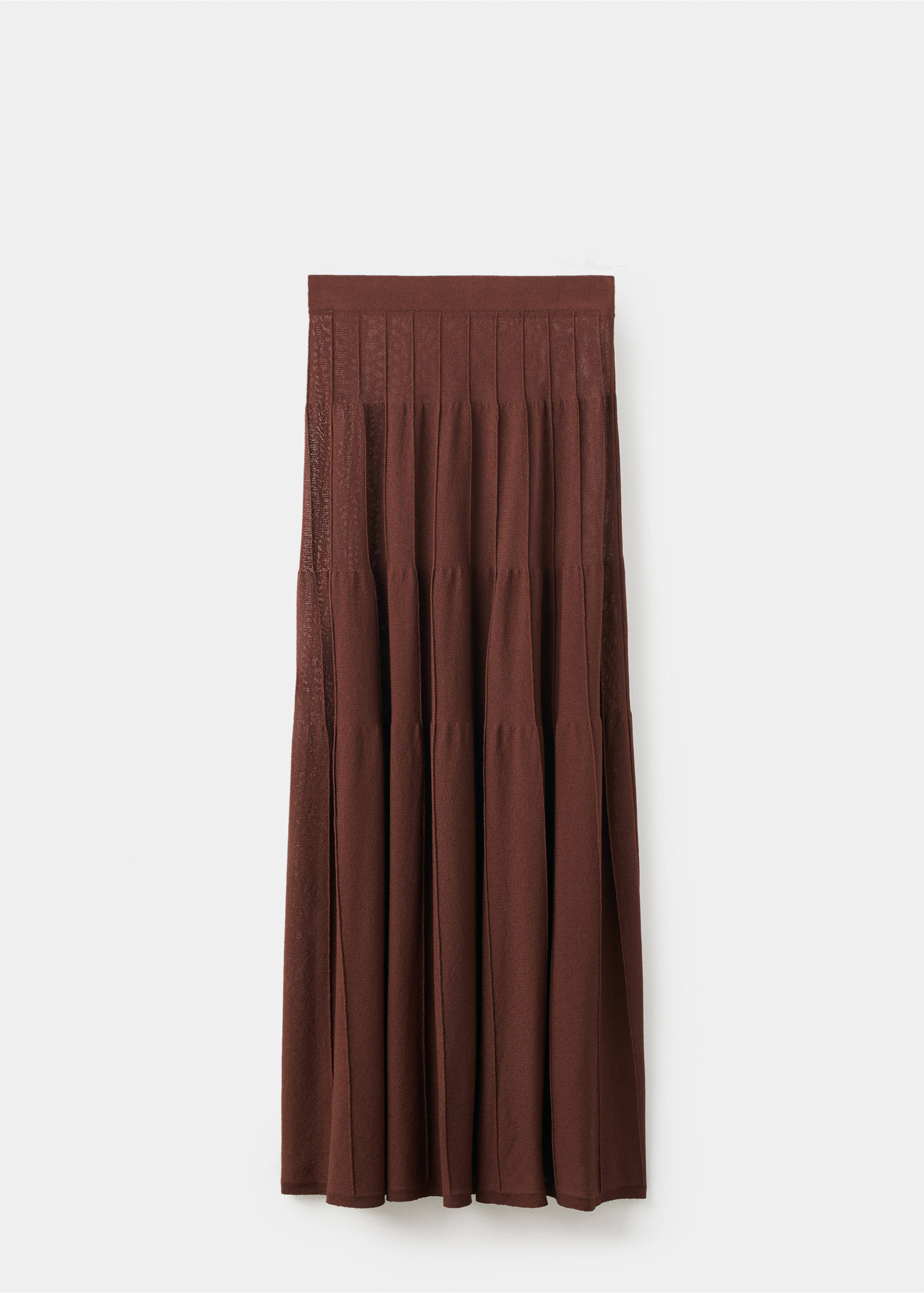 Knitted long skirt with seam detail - Article without model, Brown. Ref: 17085823-00.