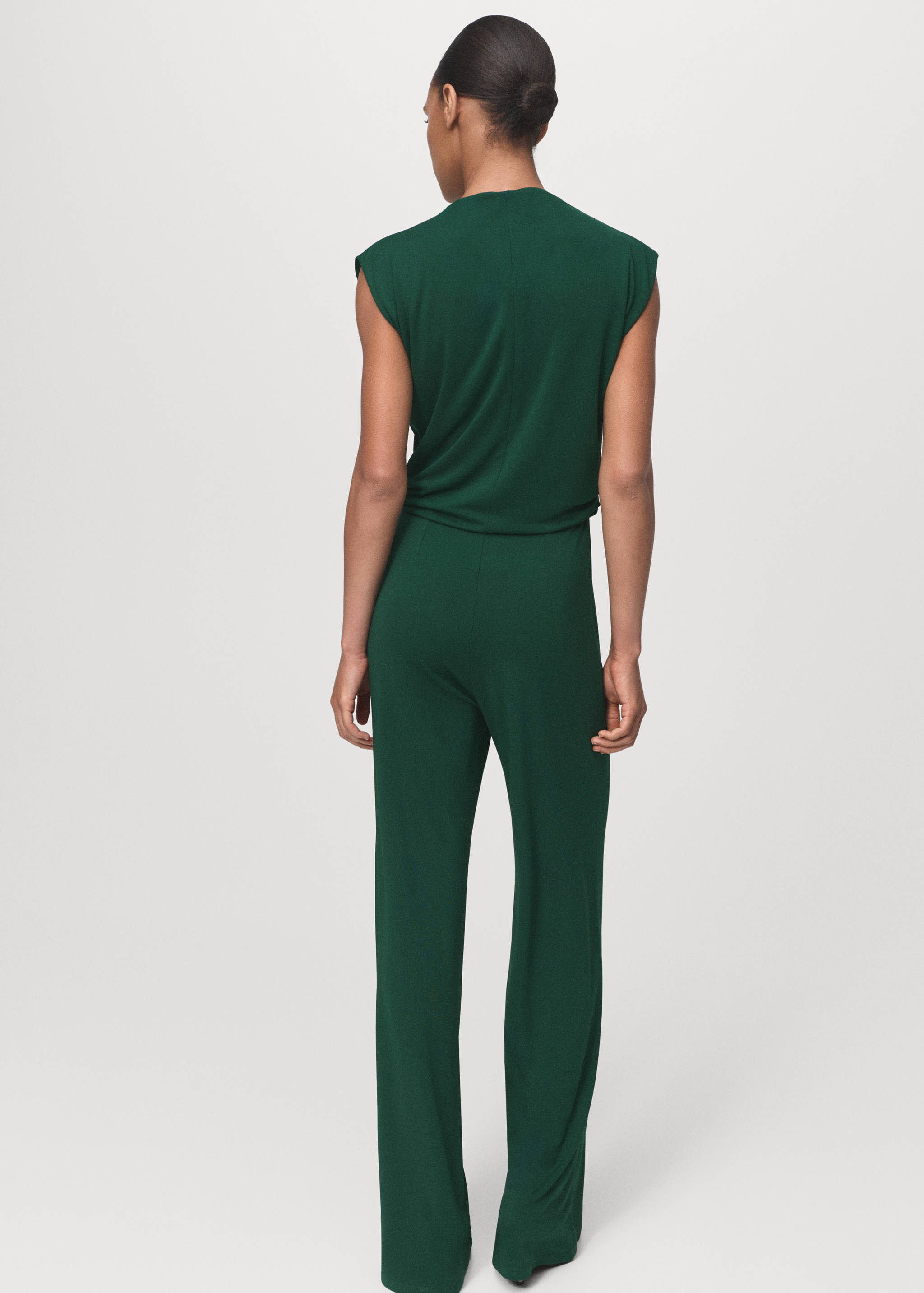 Straight-fit jumpsuit with draped neckline - Reverse of the article