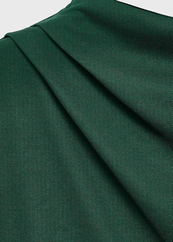 Straight-fit jumpsuit with draped neckline — Dark Green