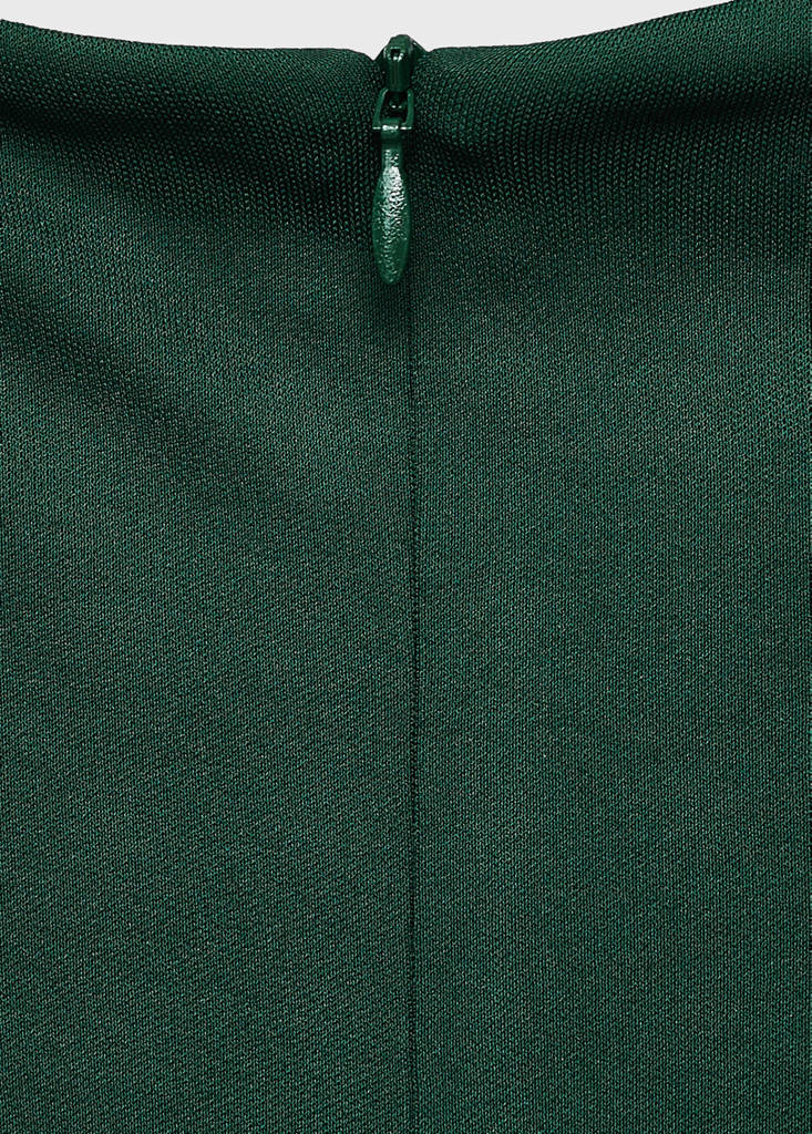 Straight-fit jumpsuit with draped neckline — Dark Green