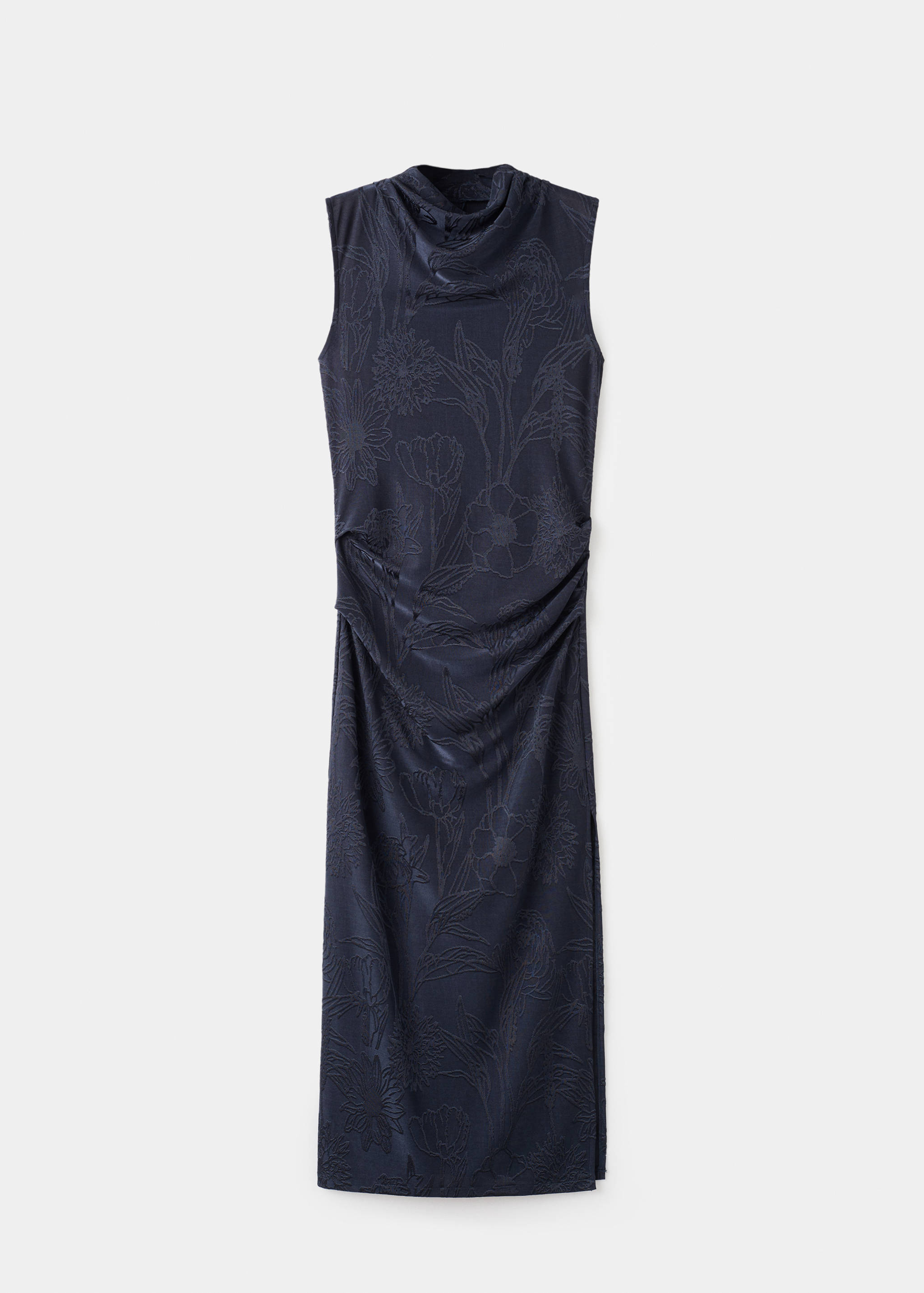 Drape yaka işlemeli elbise - Modelsiz ürün