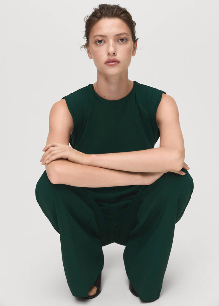 Ruched long jumpsuit — Green