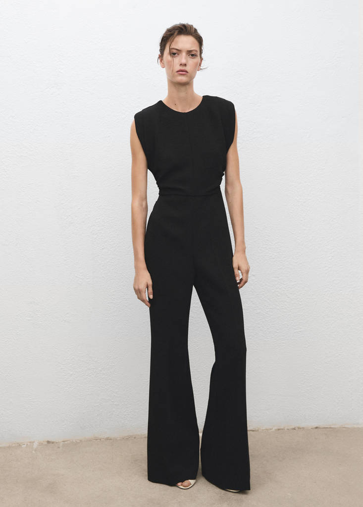 Ruched long jumpsuit — Black