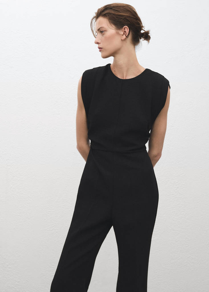 Ruched long jumpsuit — Black