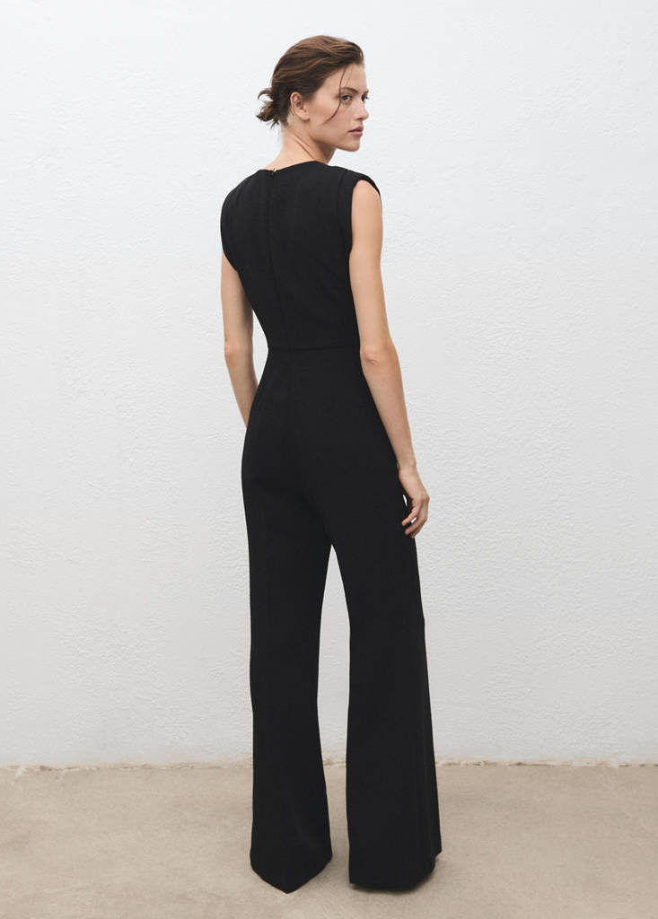 Ruched long jumpsuit — Black