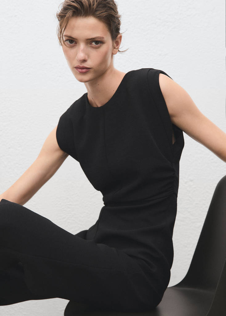 Ruched long jumpsuit — Black