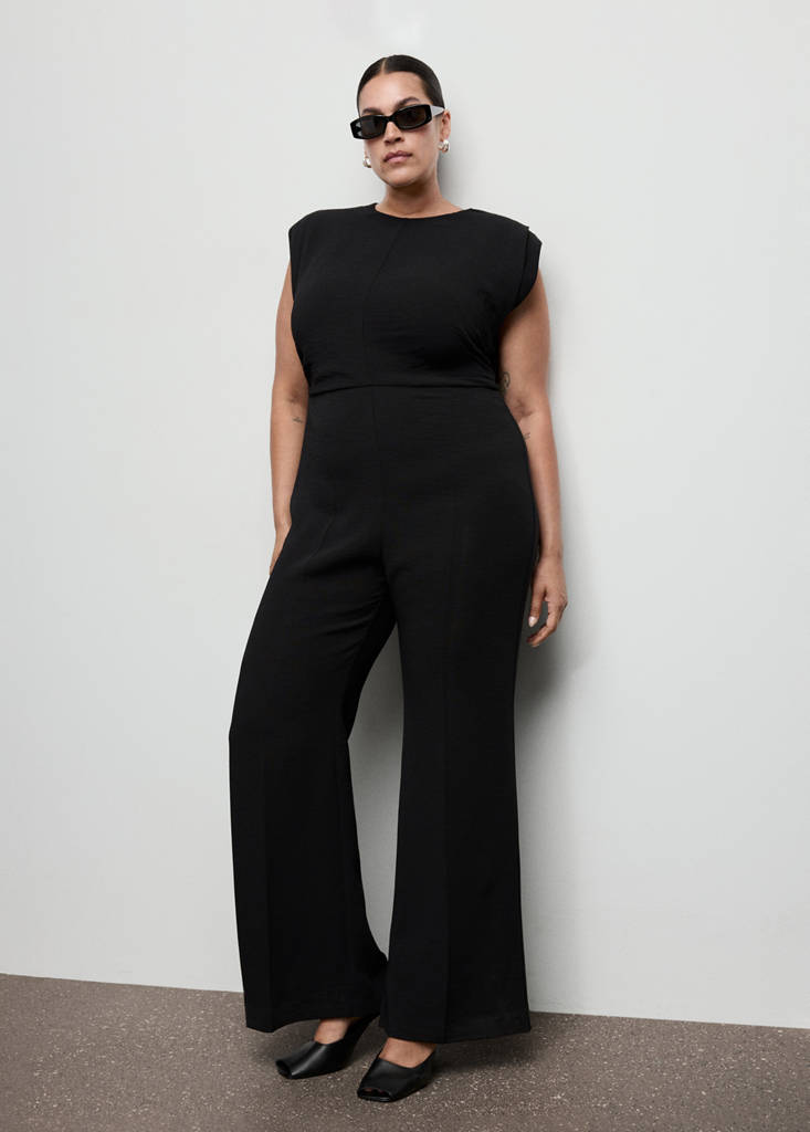 Ruched long jumpsuit — Black