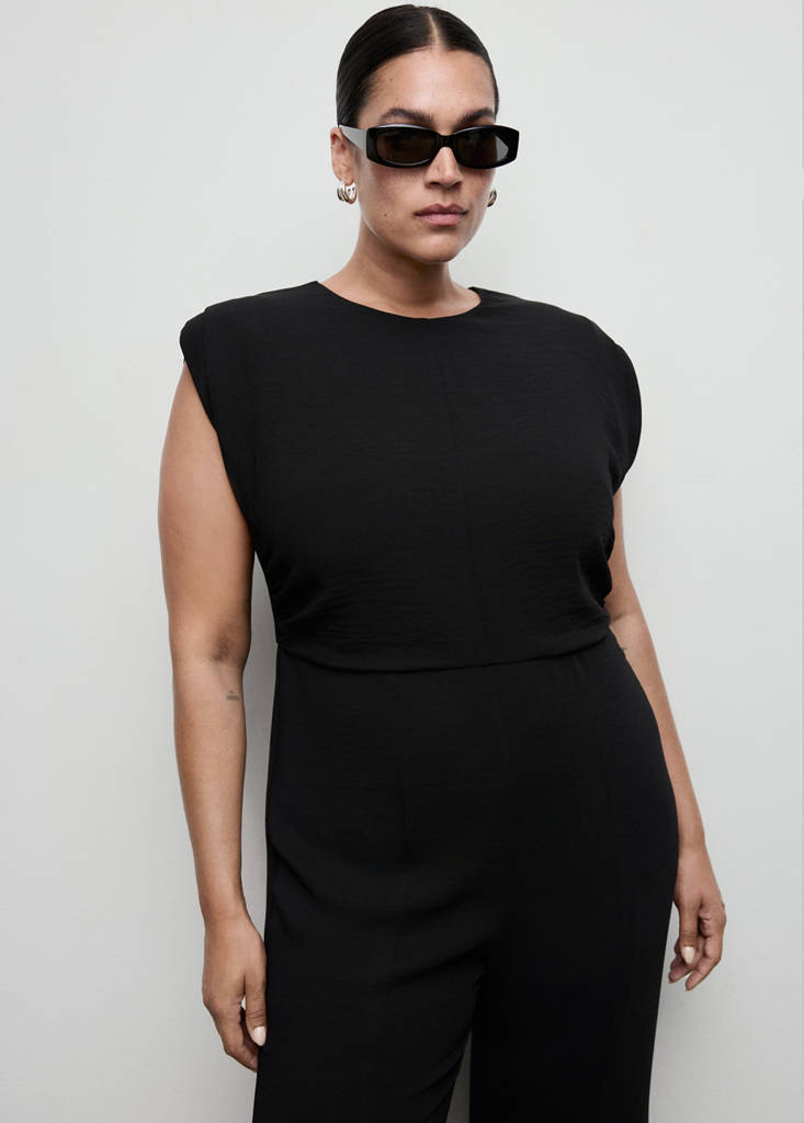 Ruched long jumpsuit — Black