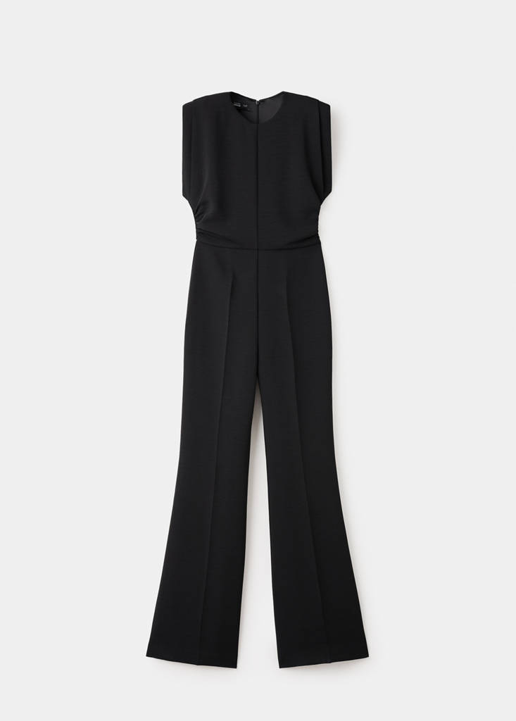 Ruched long jumpsuit — Black